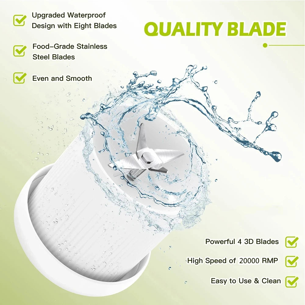 Mini Fast Juice Juicer Fresh Fruits Mixer Smoothie Bottle Handheld 6-Blade USB Rechargeable Multifunctional Fruit Blender